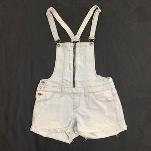 Distressed Denim Overalls